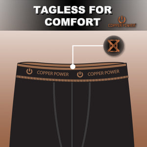 Copper Power Performance Men’s Boxer Brief – 6 Pc Pack, Men’s Underwear Boxer Briefs, Soft & Comfortable Waistband, Anti-Chafing