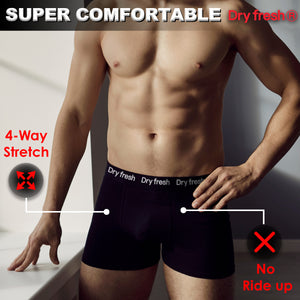 Dry Fresh Essential Cotton Men’s Boxer Brief – 6 Pc Pack, Men’s Underwear Boxer Briefs, Soft & Comfortable Waistband, Anti-Chafing
