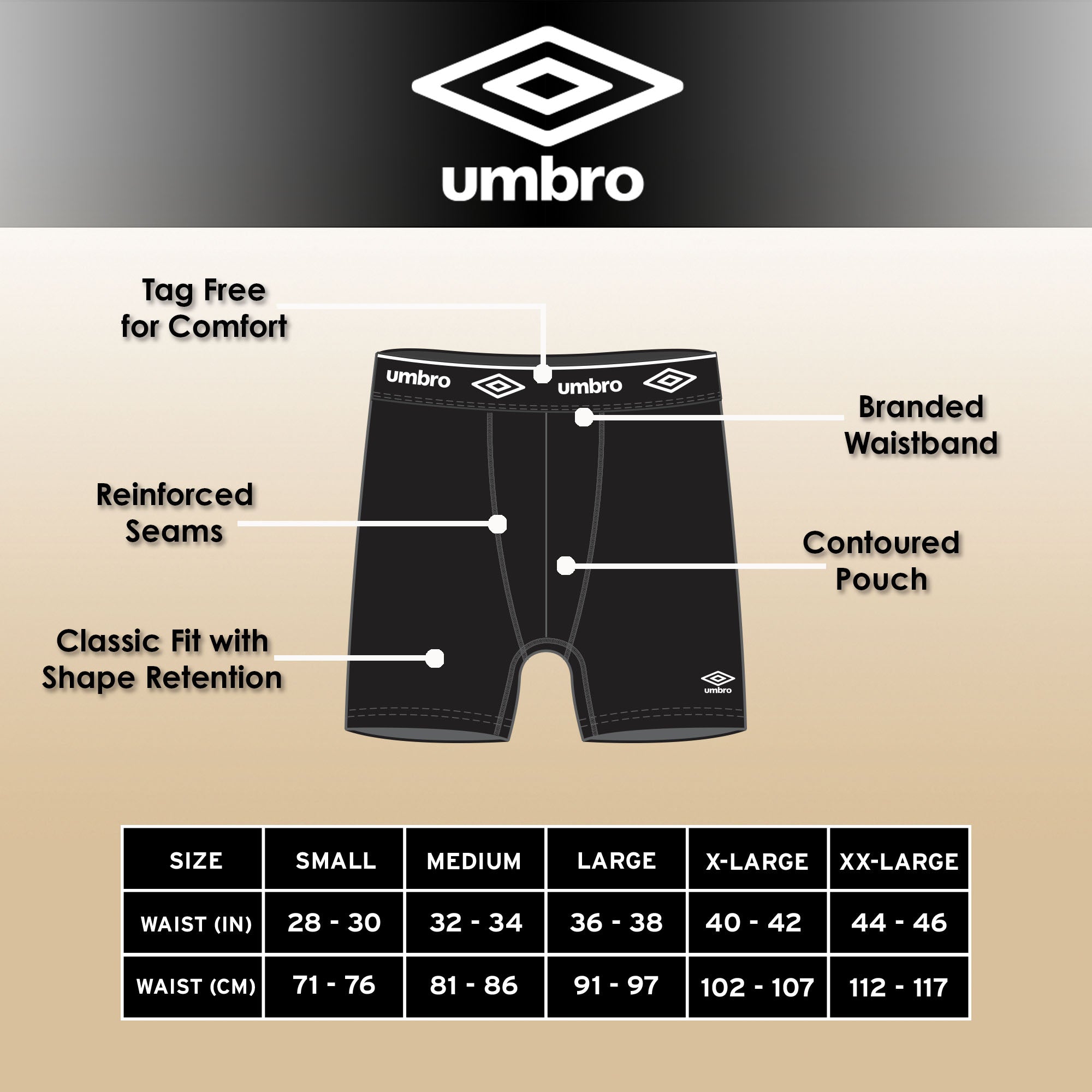 Umbro Men’s Boxer Brief – 6 Pc Pack, Cotton Underwear Boxer Briefs, Soft & Comfortable Waistband, Anti-Chafing