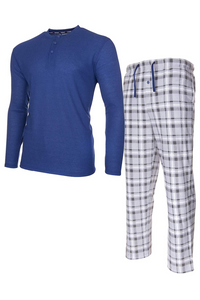ISOTONER Mens Thermal Sleep Set - Pockets Super Soft Jersey Pajamas Knit Top Flannel Bottom