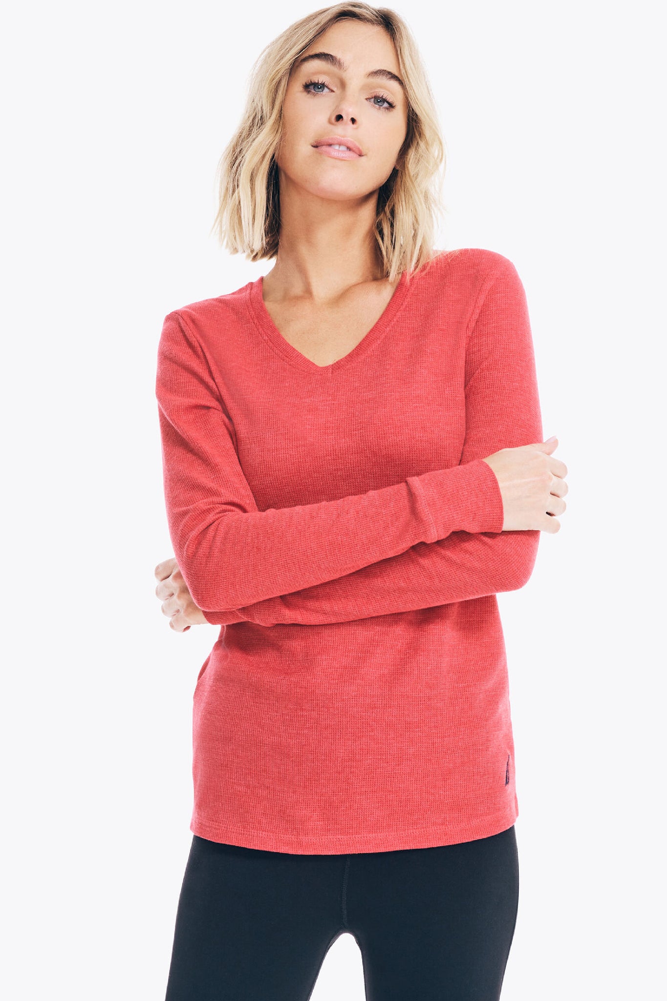 NAUTICA Women's Thermal Long Sleeve V-Neck